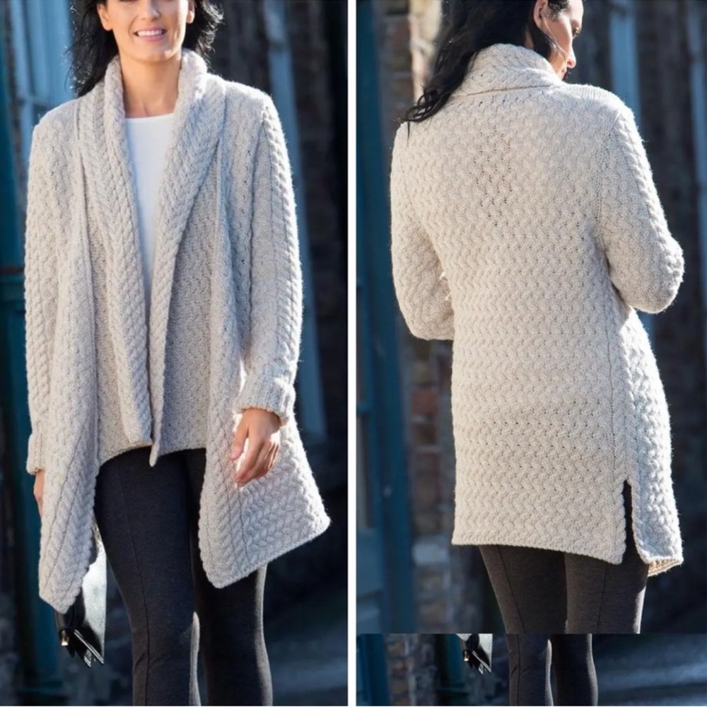IrelandsEye 🇮🇪 🐑 Glenross Waterfall Sweater 100% Irish Virgin Wool Cardigan M
